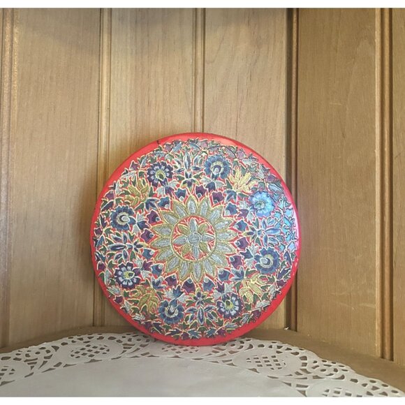 Vintage Droste Cocoa Haarlem Holland Decorative Tin Floral Design Red Gold - Picture 1 of 5